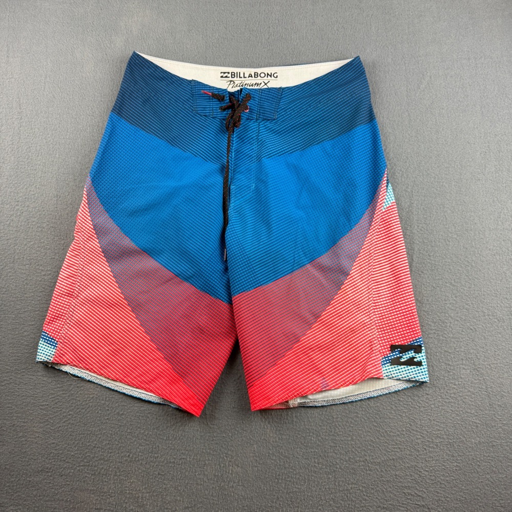 Billabong Board Shorts Men's 30 Blue Red Platinum X Recycler Series Geometric